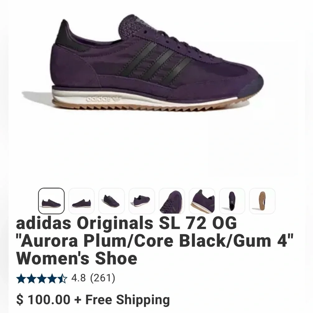 adidas SL 72 OG Women's Sneaker - Plum and Black - Picture 1 of 11